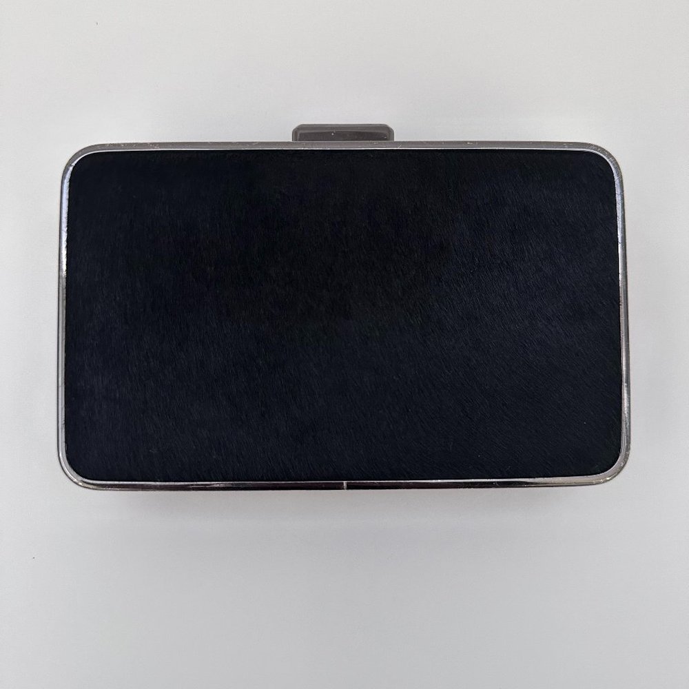 Michael Kors Black Calfhair and Croc Embroided Leather Elsie Box Chain Clutch